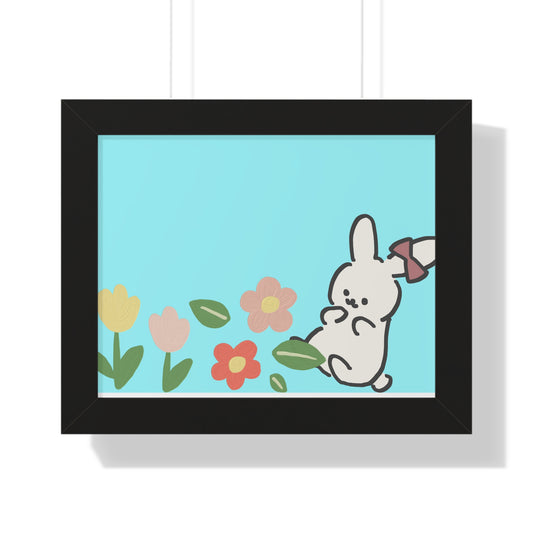 Cute Bunny Floral Framed Poster – Kids’ Nursery Wall Art