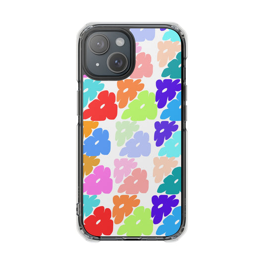 Clear Impact Phone Case — Colorful Abstract Floral Pattern, Magnetic, Protective